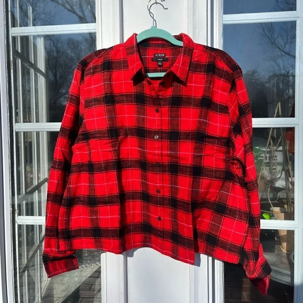 J Crew Cropped Garçon Plaid Shirt NWT